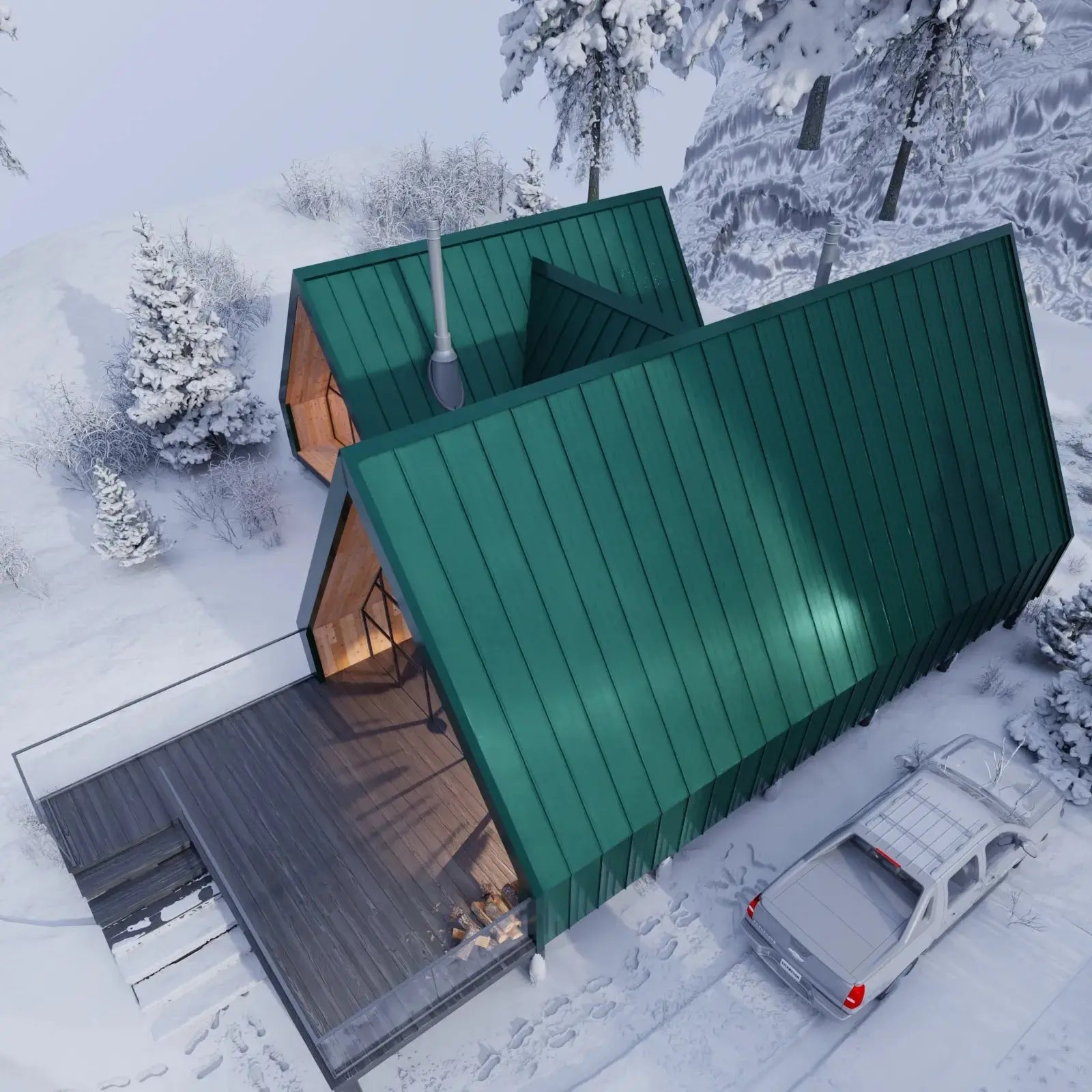 Steel Click-System Cladding Panel | Green RAL6005 | 250x55 cm Mavlli