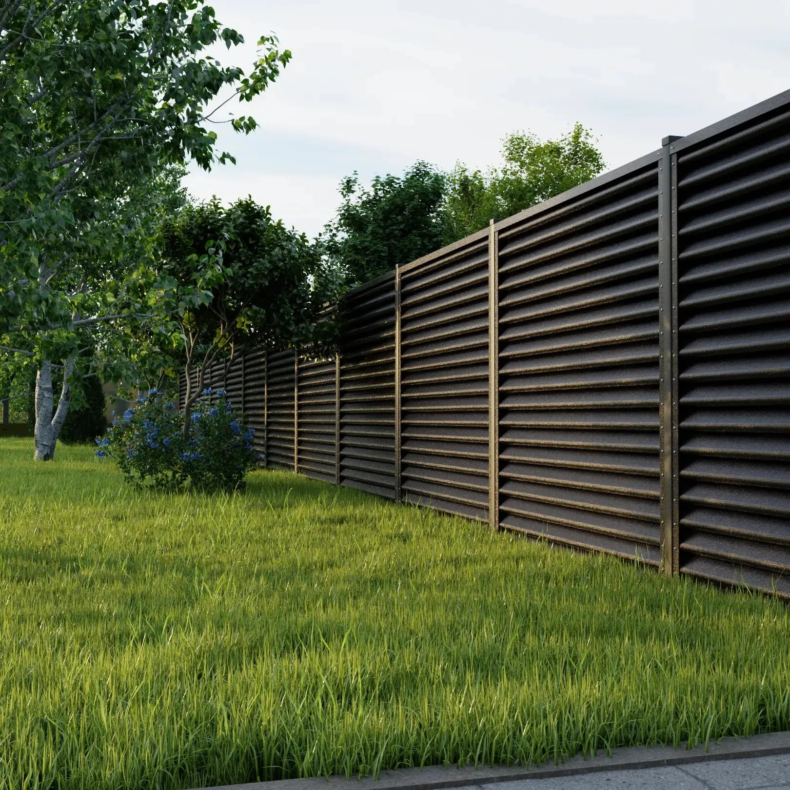 Fence Panel Pyramid | Dark Brown RAL8019 Hi-Mat Mavlli