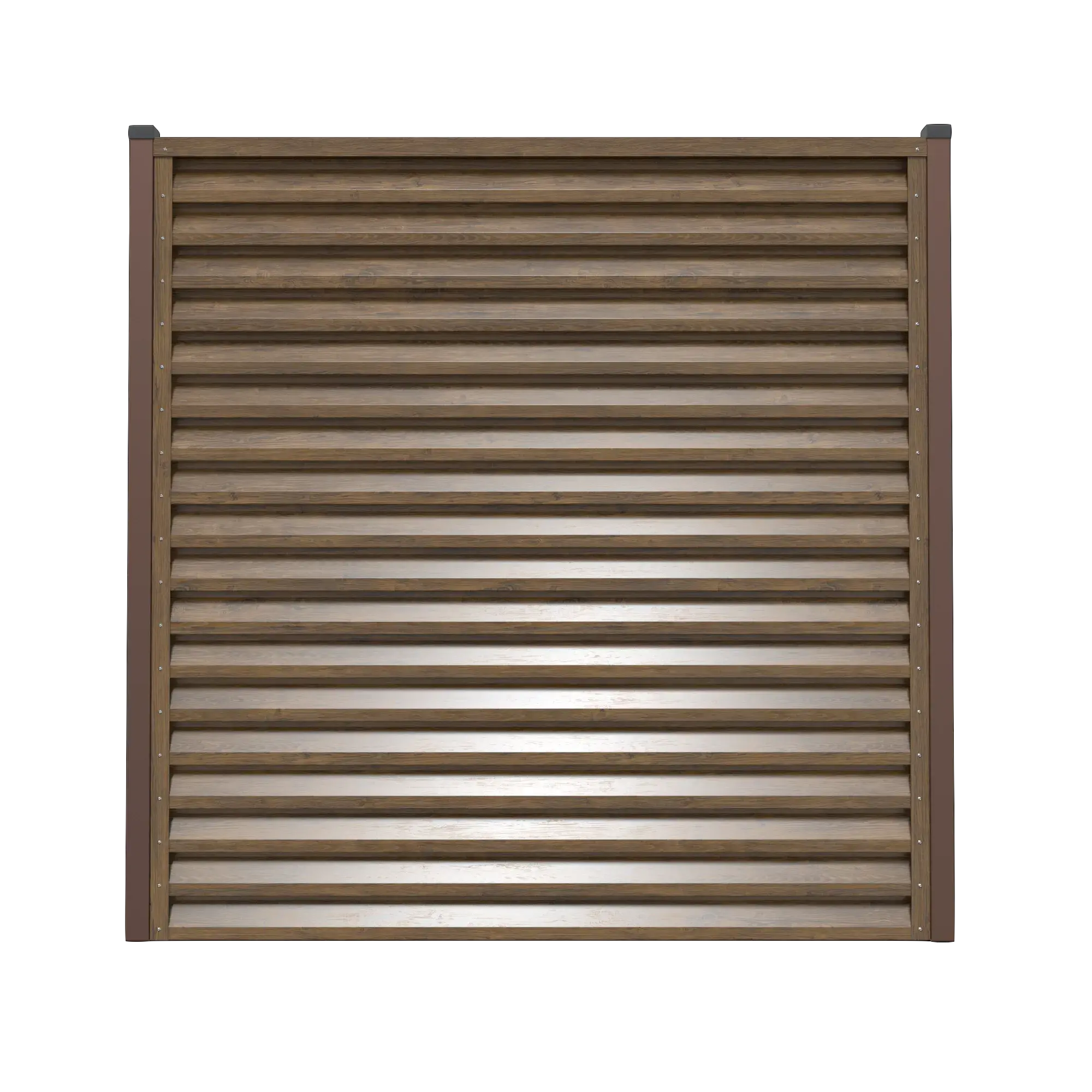 Wooden slatted panel on a white background