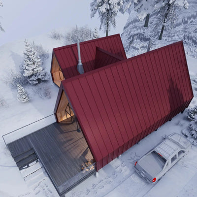 Steel Click-System Cladding Panel | Cherry RAL3005 | 250x55 cm Mavlli