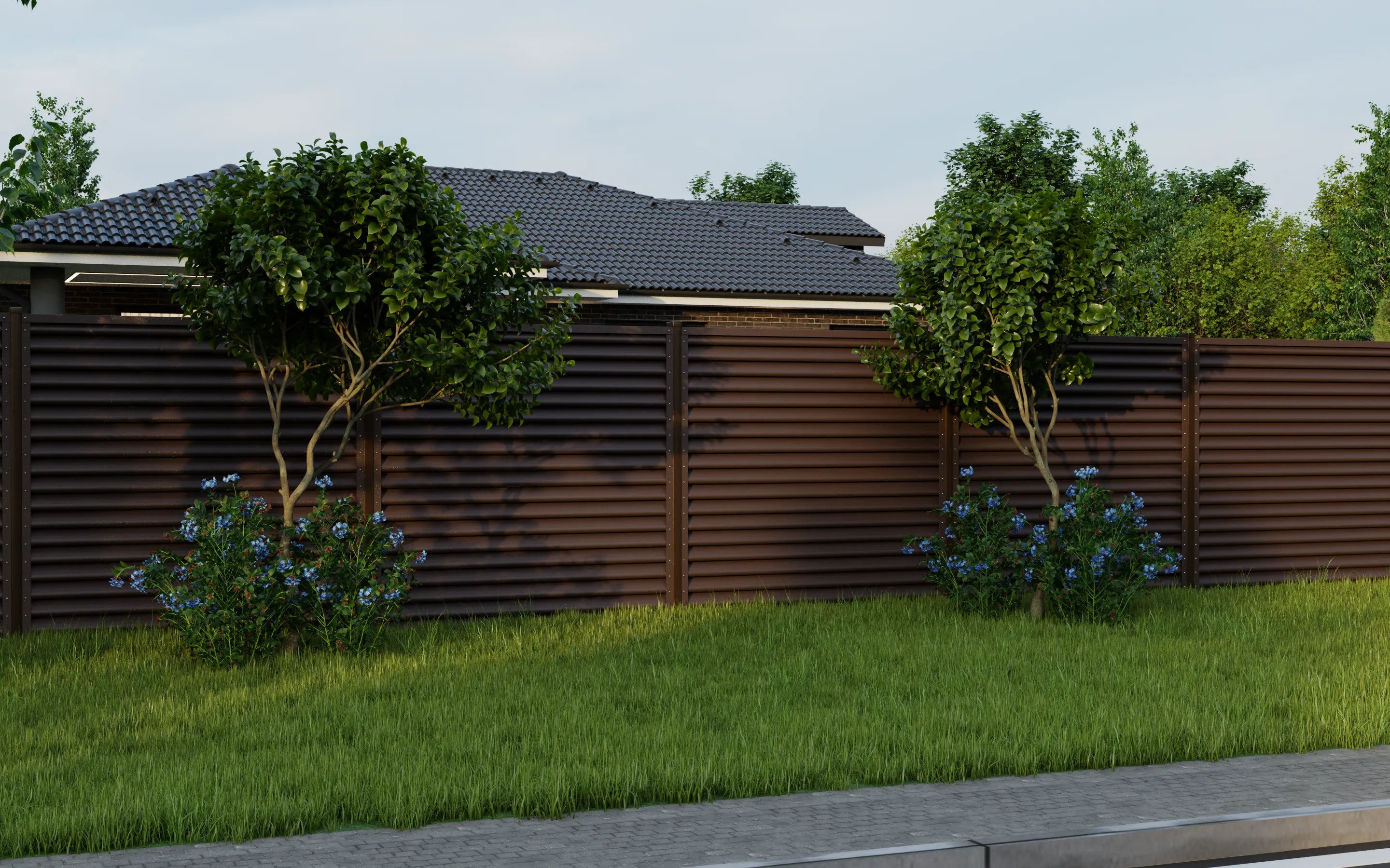 Panneau de clôture Pyramide | Brun chocolat | RAL8017