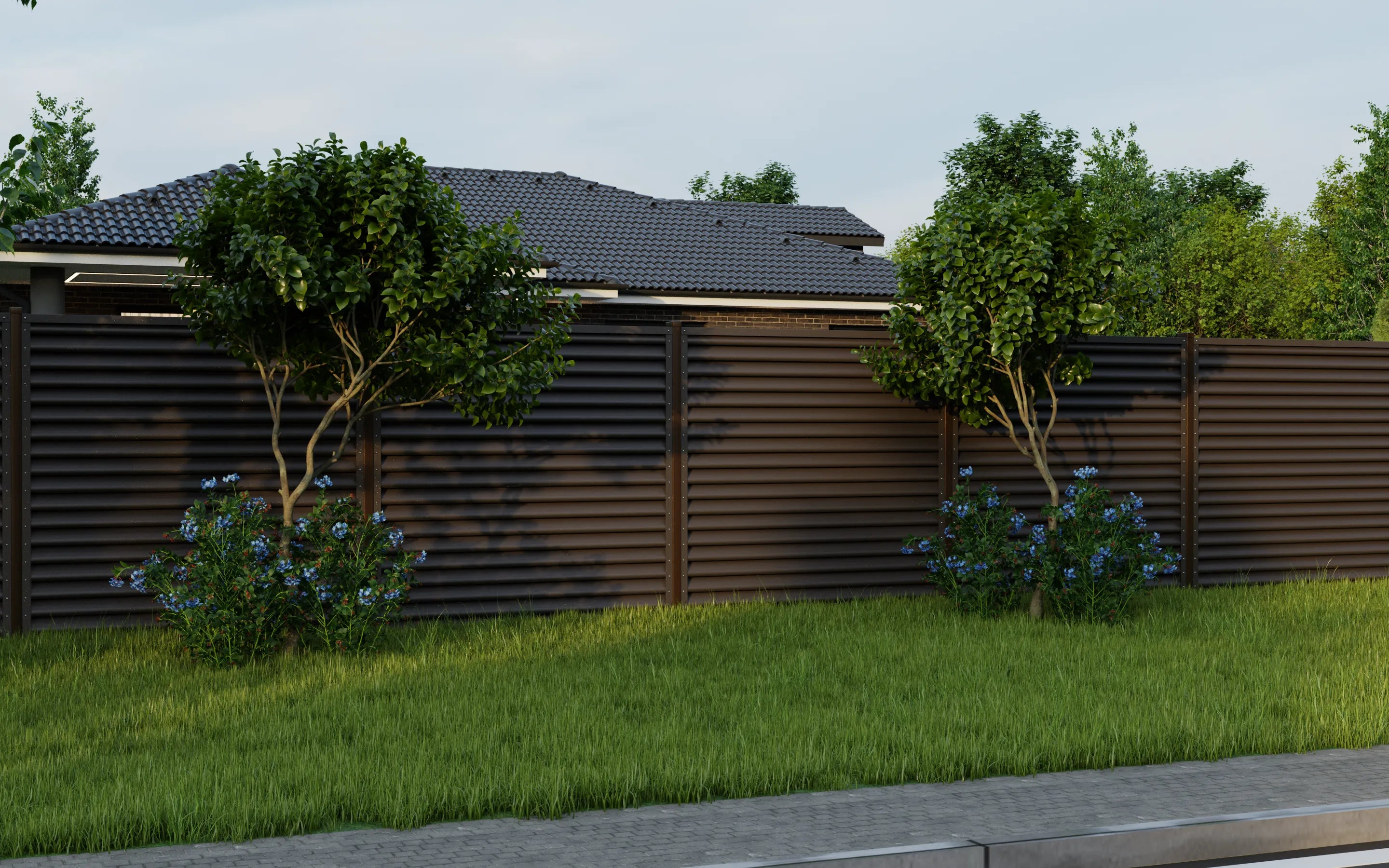 Fence Panel Pyramid | Dark Brown | RAL8019