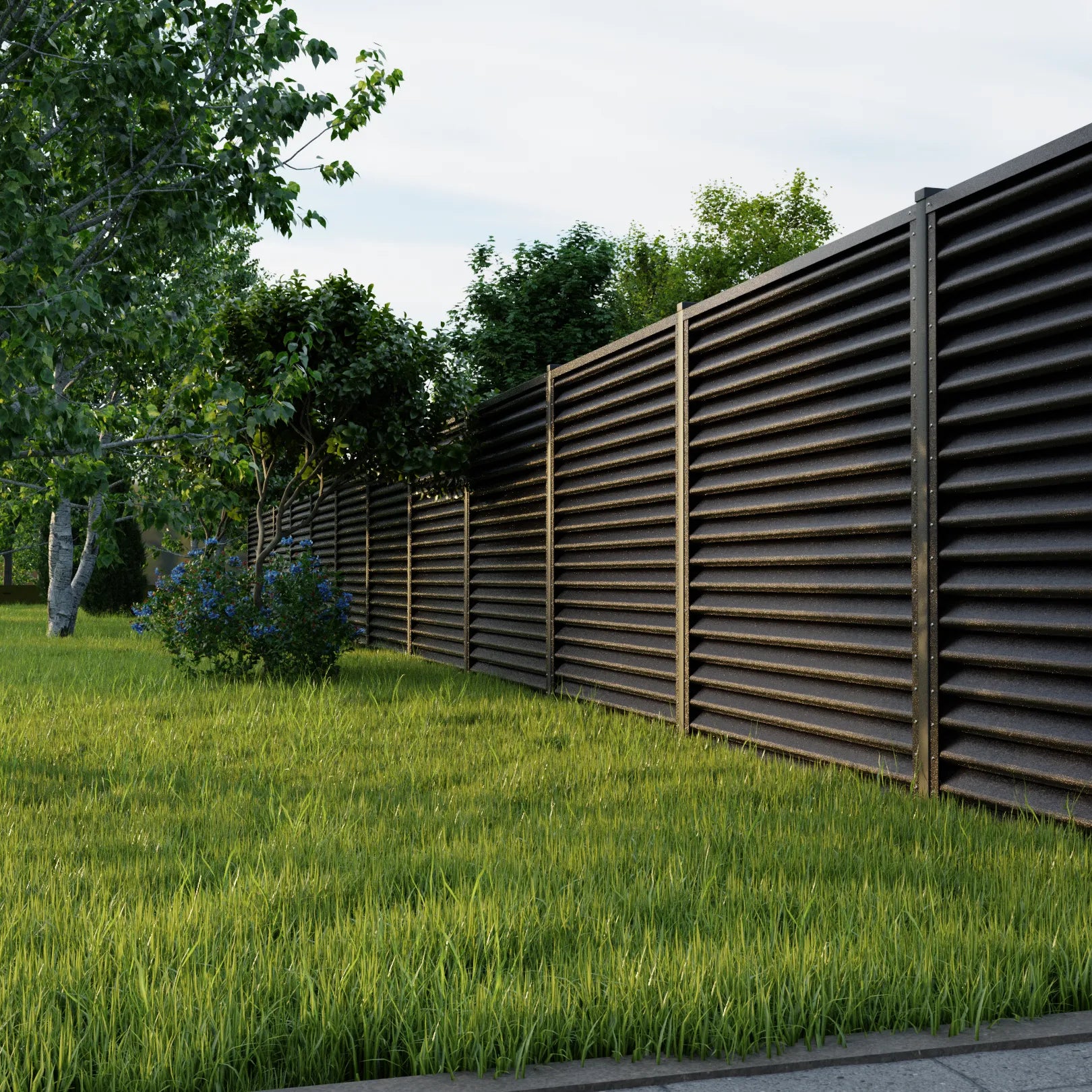 Panneau de clôture Pyramide | Marron foncé métallisé | RAL8019