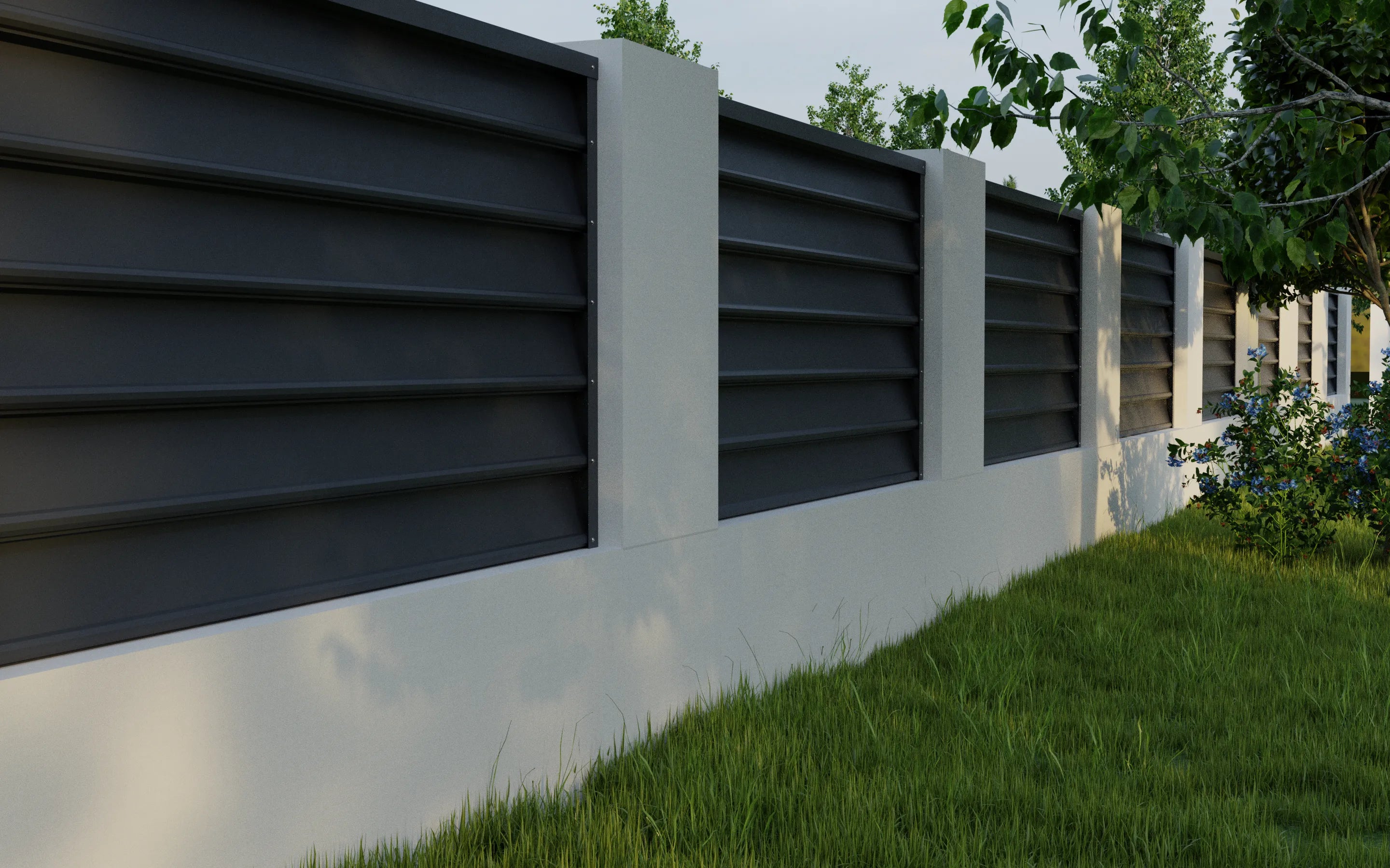 Schuttingpaneel Gamma | Zilvergrijs | RAL7024