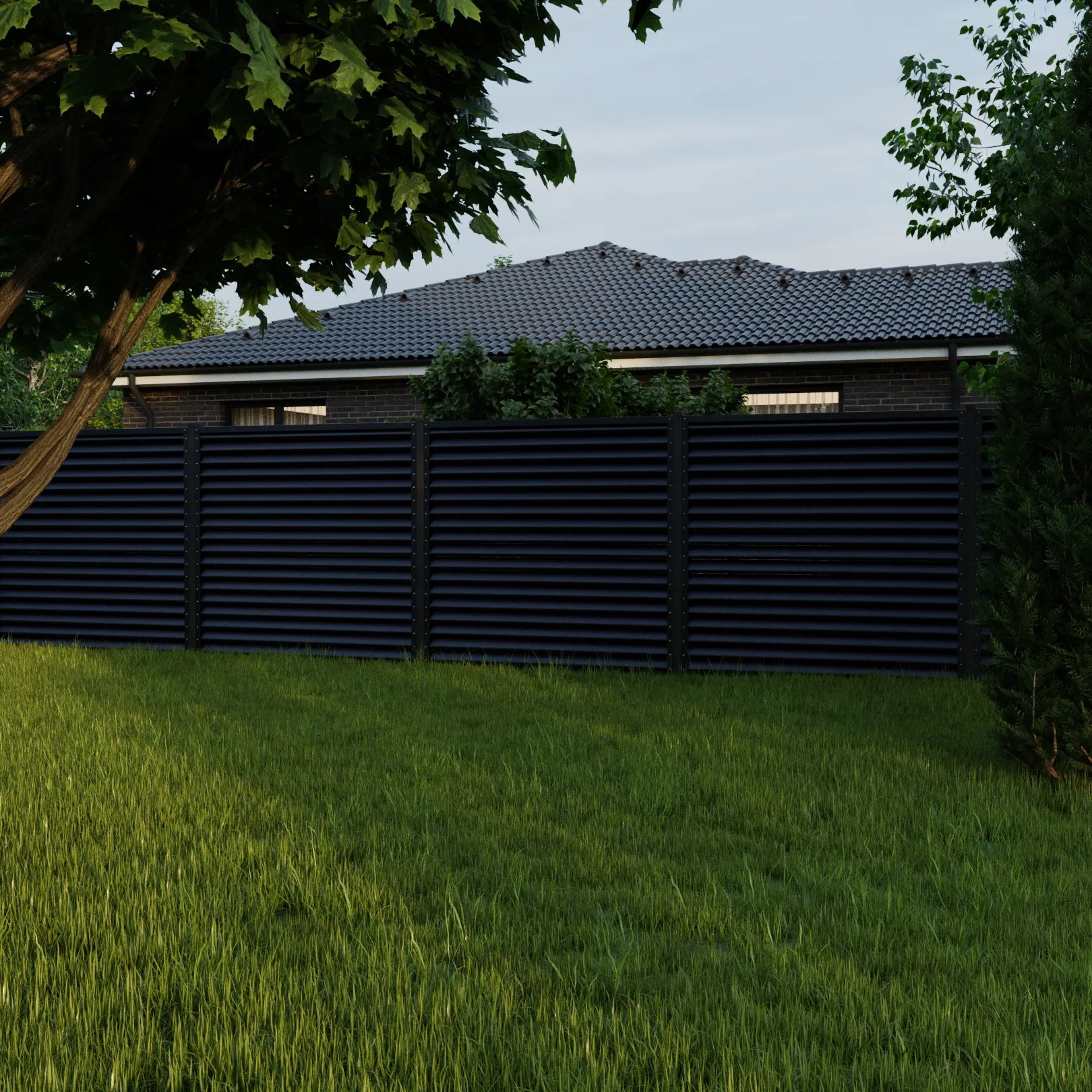 Panneau de clôture Pyramide | Gris métallisé | RAL7024