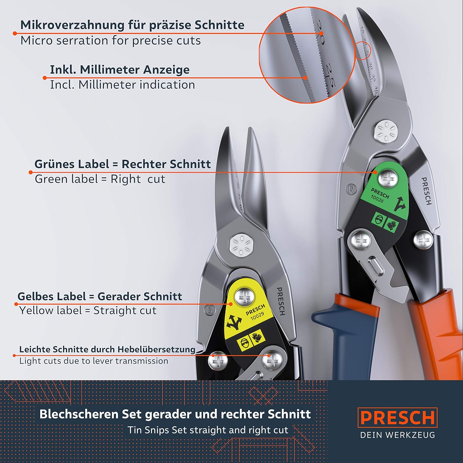 Presch Set Plaatscharen met Recht en Recht Knippen